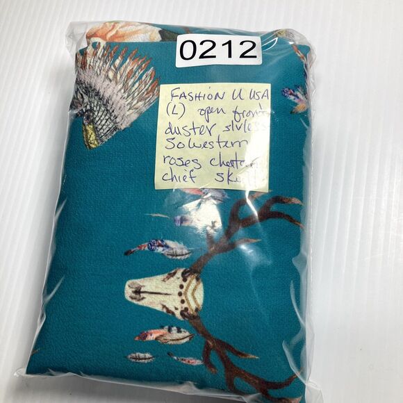 Open Front Sleeveless Duster Cardigan L Asymmetrical Leopard Floral Boho Western - Picture 13 of 13